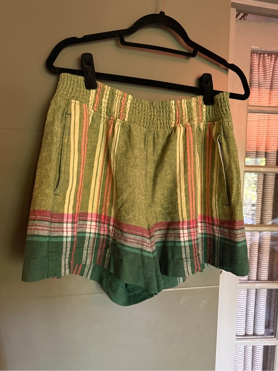 Pilcro Pants - Pilcro (Anthropologie) Green Striped Elastic-Waist Shorts